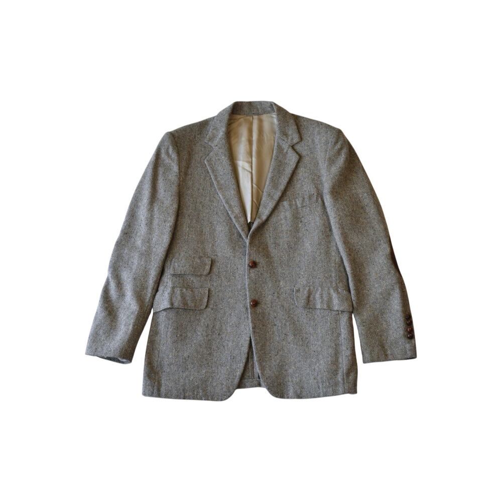 Vintage Tweed Elbow Patch Sport Coat Blazer 42R Dark Academia
